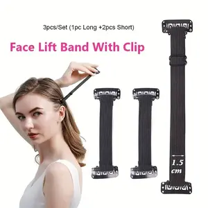 3 Pack Face Lifting Invisible Headbands, Adjustable Elastic Bands with Bb Clips, Ergonomic Design for Facial Contouring & Neck Tightening, Face Lifting Strap
