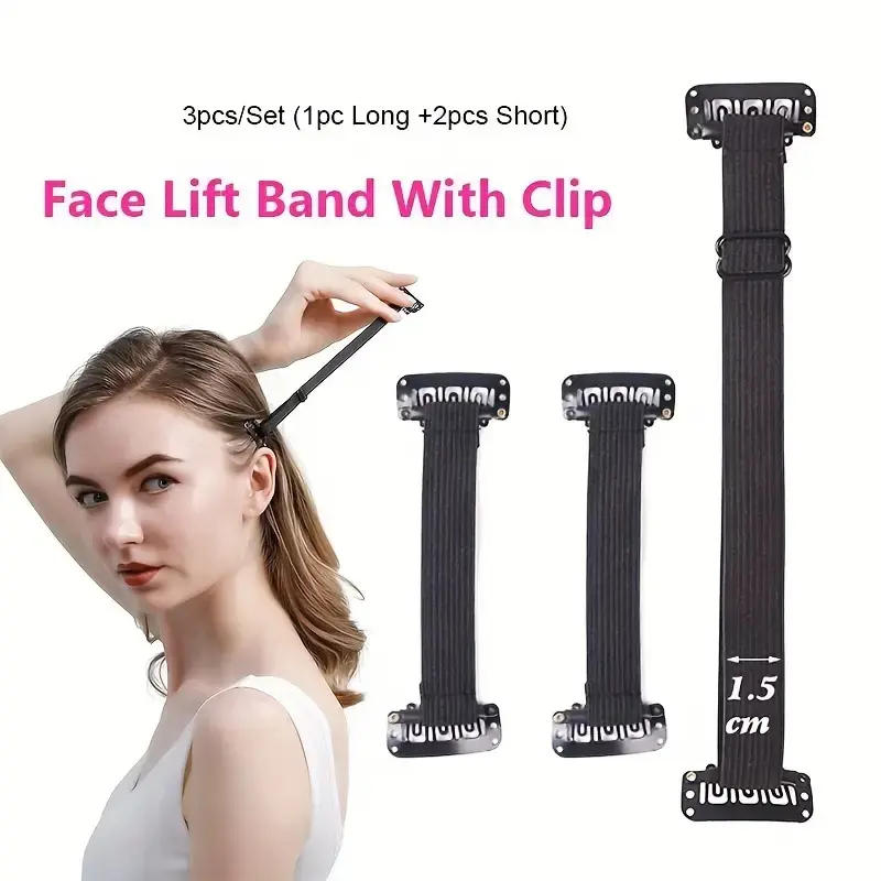 3 Pack Face Lifting Invisible Headbands, Adjustable Elastic Bands with Bb Clips, Ergonomic Design for Facial Contouring & Neck Tightening, Face Lifting Strap, Facial Care Tools