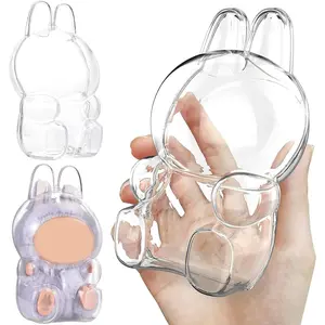 Protective case for monster doll,Clear Acrylic Figure Display Case for labubu,Plush Blind Box with Keychain(Doll Not Include)-C