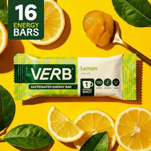 Lemon Caffeinated Energy Bars – 16 Pack (26g Each) Vegan Green Tea Snack