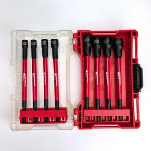 8-piece set of strong magnetic sockets, black, impact-resistant, 150mm, 6inch, inch-sized sockets