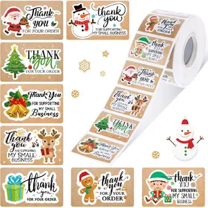 1000 Pcs Christmas Thank You for Your Order Stickers 1.6 x 1 Inch Adhesive Tags Christmas Labels Thank You Labels Stickers Cute Business Envelopes Stickers for Business Shop Wrapping Supplies
