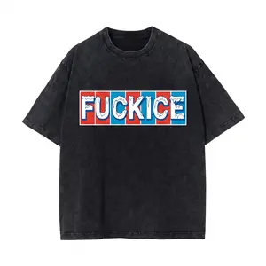 Colorful Block Text Print Black Washed Cotton T-Shirt Shirt TOP