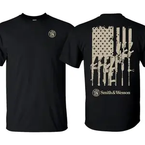 Smith & Wesson American Flag Graphic T-Shirt - Men's Casual Day Apparel, Tactical 2A Support Cotton Fabric Top, Unisex Fit Shooting Gear, Gift for Gun Enthusiasts
