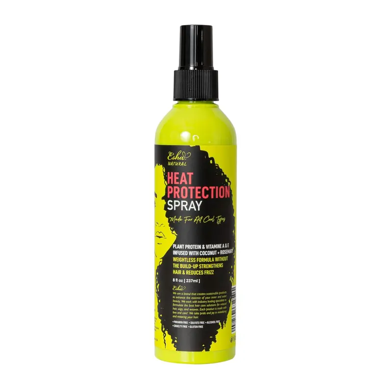 ESHA Natural Heat Protectant Hair Styling Spray - Plant-Based with Coconut, Rosemary, Biotin, Hydroxypropyl-Bis-Hydroxyethyldimonium Chloride - Curl Enhancing Nourisher for Natural Curls, Wavy Hair (Spray Bottle Included)