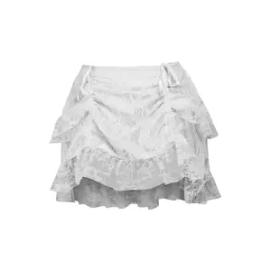 White Lace Ruched Bustle Skirt