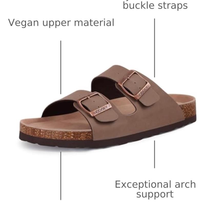 Unisex Cork Footbed Slide Sandal with Adjustable Buckle for Women & Men - Comfortable Arch Support & Natural Cork Insole for Summer Outdoor Activities Shoe Footwear