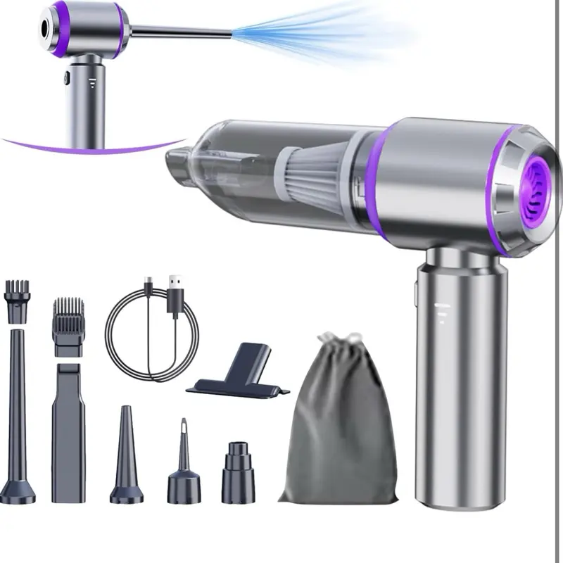 Cordless Portable Car Vacuum Cleaner - 20000PA High-Power Brushless Motor 4-in-1 Device with Compressed Air Duster, Air Blower & Pump - Ideal for Car & Home, Perfect Gift for Men