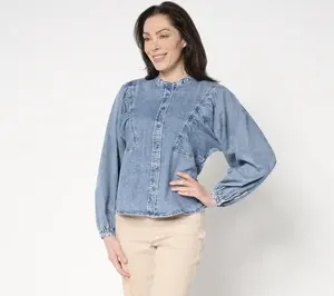 Me by Jennie Garth Dahlia Indigo Cotton Denim Shirt
