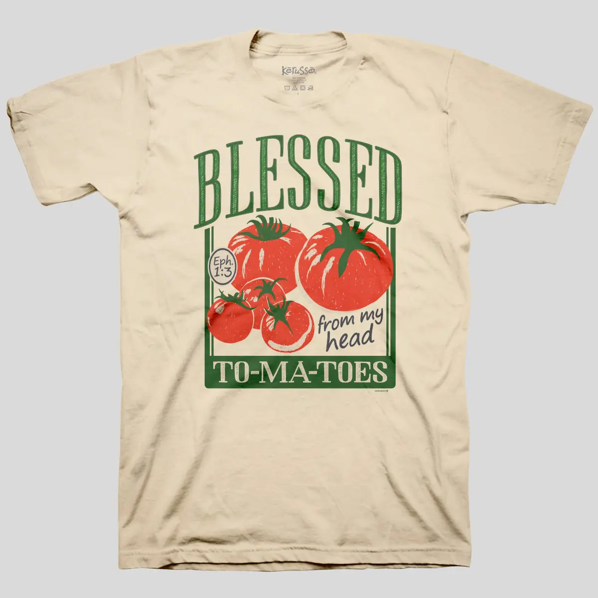 Kerusso Women's Short-Sleeve Illustrated Fruit T-Shirt, Blessed Tomatoes Graphic Tee, Everyday Women's Top, Tops, Shortsleeve
