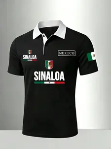 Sinaloa Mexico Polo Shirt | Mexican Flag Embroidered Golf Shirt | Breathable Quick-Dry Performance Fabric | Men's Casual State Pride Graphic Tops | Trendy Streetwear, Vacation & Everyday Wear | Viral TikTok Fashion, Mexico Lover Gift, Patriotic Polo Tee