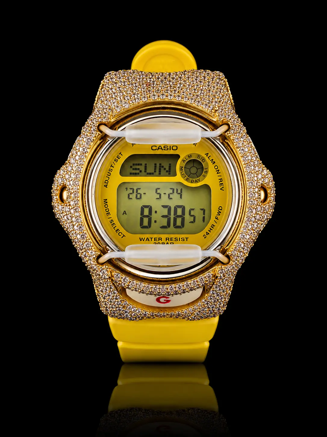 Custom Casio BG169CH-9 Moissanite Watch – 7 CTW VVSD Yellow Edition