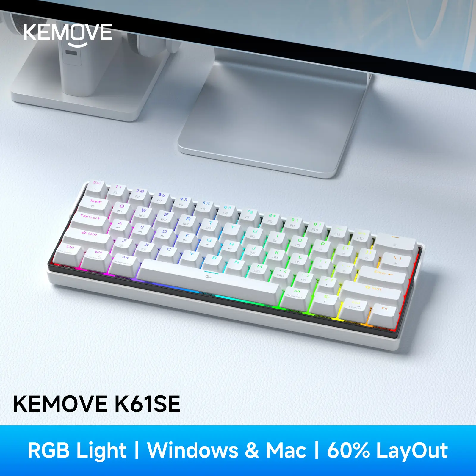 KEMOVE K61SE Mechanical Gaming Keyboard, 61 Keys RGB Backlit Compact Design, High-Performance Wired Keyboard for PC Gaming — Limited Sale