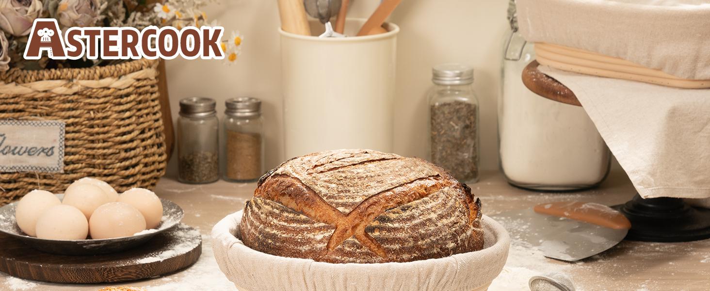 Astercook 56-Piece Sourdough Starter Kit with Round & Oval Banneton Baskets – All-in-One Bread Making, Proofing & Baking Supplie Bake Bakeware