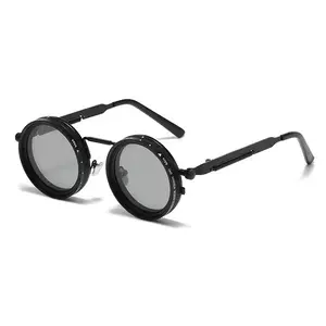 UV400 Rounded Polarized Sunglasses with 9-Level Dimming ND Filter Lenses Anti-Glare Modern Trendy Beach Shady Rays Frames for Driving Fishing Hiking