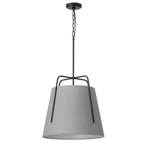 Modern Matte Black 3-Light Creative Gray Fabric Shade Hanging Lamp