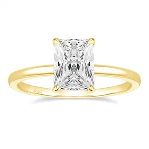 EAMTI 3CT 925 Sterling Silver Engagement Rings Radiant Cut Cubic Zirconia Wedding Promise Rings