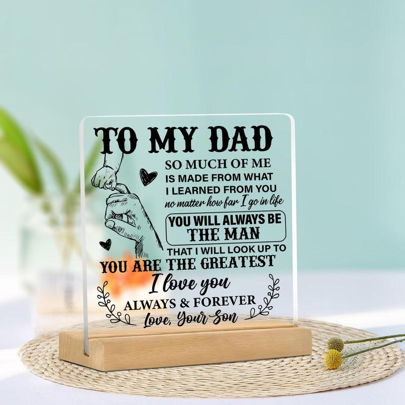 To My Dad Letter-Patterned Acrylic Ornament, Creative Desktop Decoration, Acrylic Plaque Sign for Home & Office, Desk Decoration Ideal for Dad Gifts #TOP PICKS