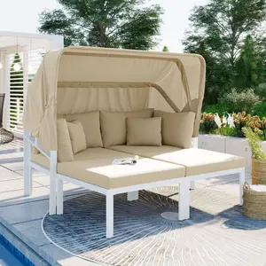 Luxury 3-Piece Patio Daybed with Canopy
