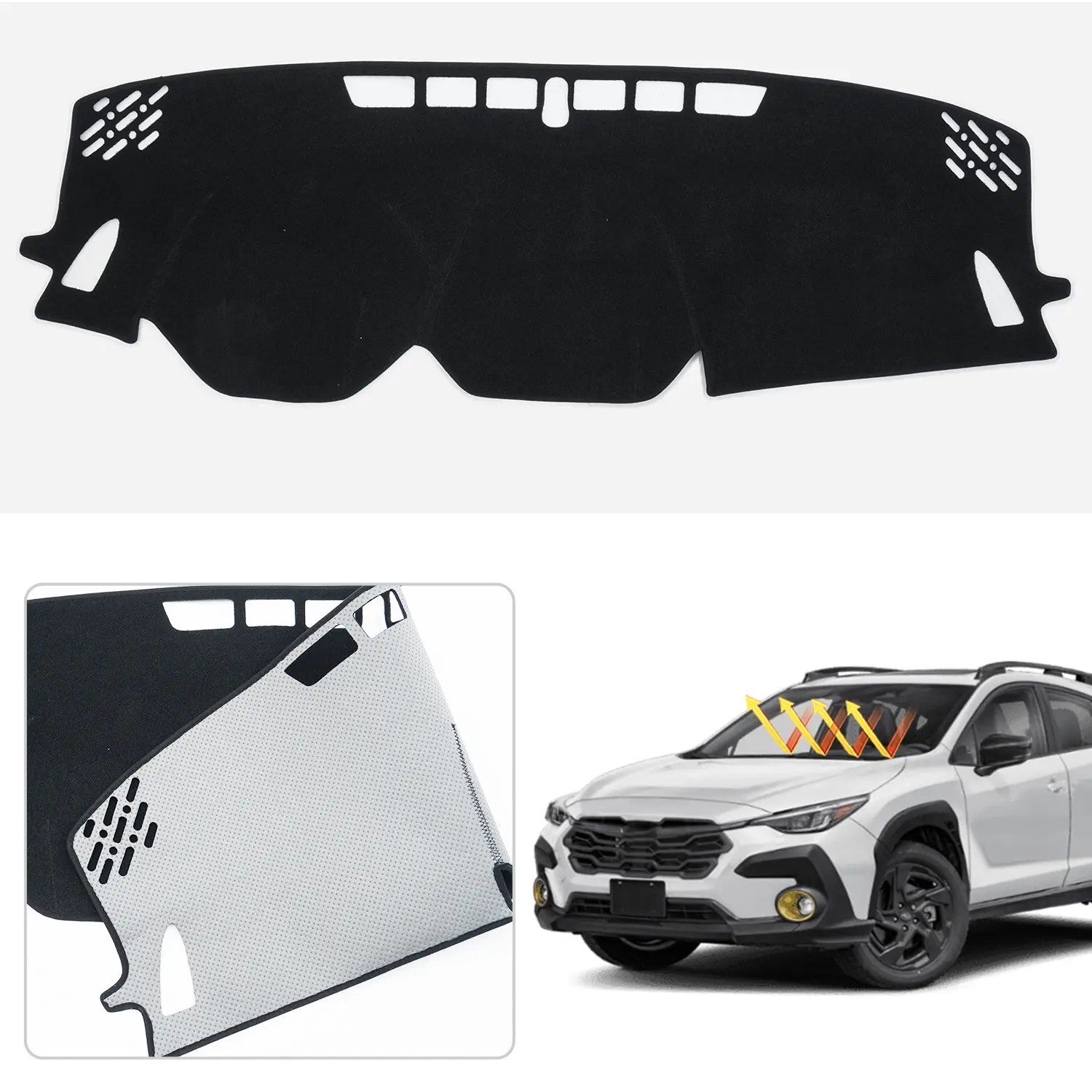 Canvcle Black Dash Cover for Subaru Crosstrek 2024-2026 Custom Fit Non-Slip Polyester Dashboard Mat Anti-Glare Sun Protection Interior Accessories, Suv Accessories, Car Auto Accessory