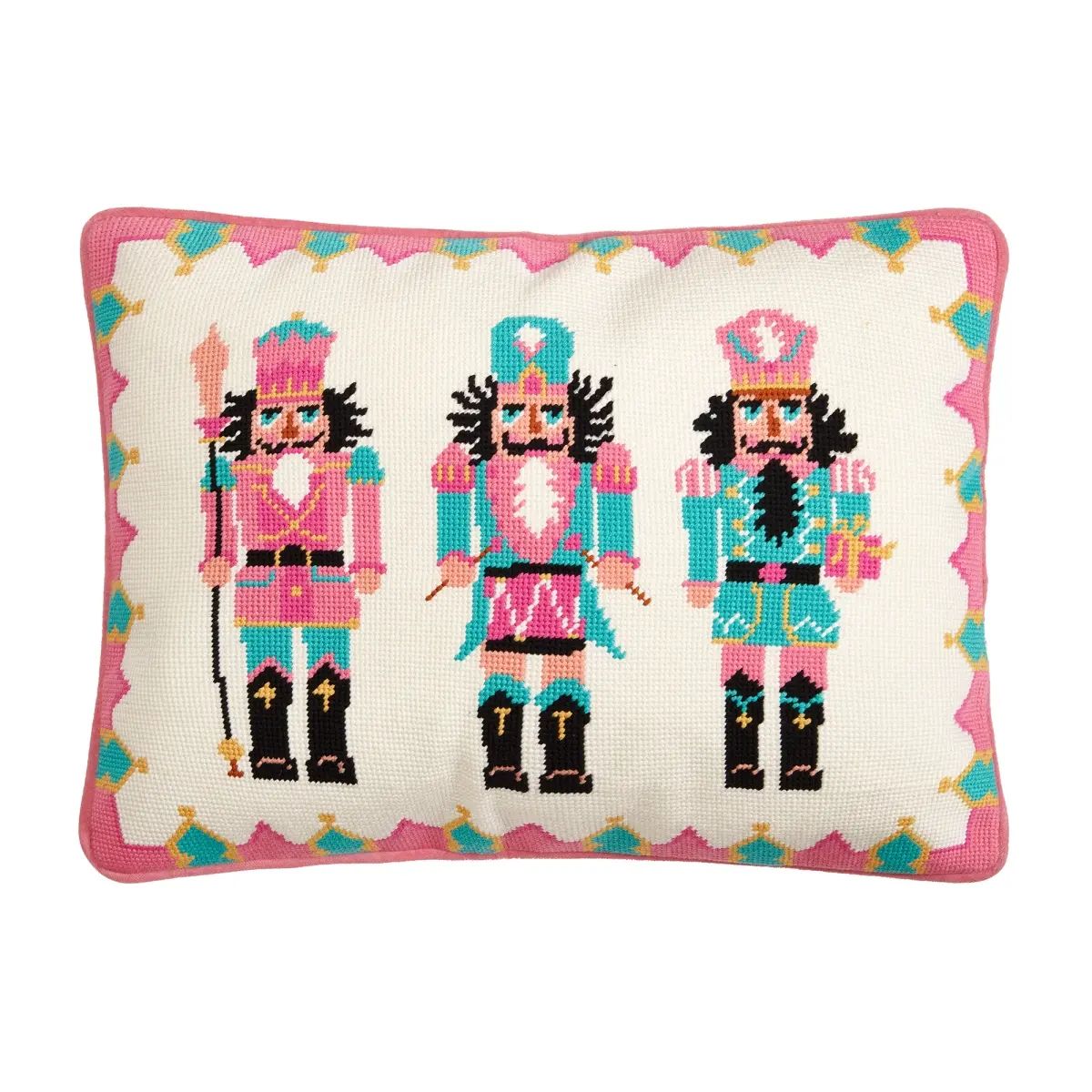 Peking Handicraft 31SJM11080C18OB 14x18 in Needlepoint Embroidered Nutcrackers Poly Fill Hook Pillow, Multi-Color Standard Pillow, Needlepoint Embroidered Standard Pillows
