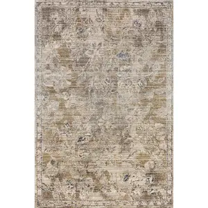 Zenni Vintage Floral Indoor/Outdoor Machine Washable Area Rug