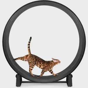 One Fast Cat Exercise Wheel, Gen. 7, 48" Diameter, Made in USA, Black Wheel with Black Felt Traction Pads for Safe Cat Fitness