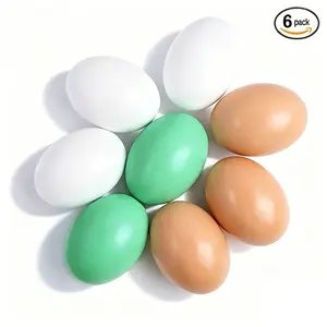 6-Pack Artificial Eggs – Lifelike wooden eggs for Easter egg painting, DIY crafts, decoration, and as nesting aids to encourage hens to lay eggs.
