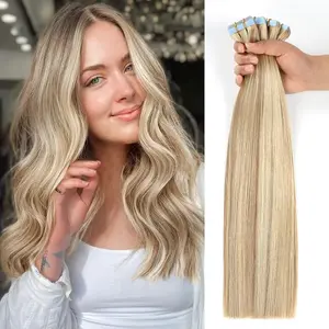 Jessie's Wig P18/613 16-26 Inch 20Pcs Tape In Hair Extensions Remy Human Hair Straight Style for Daily Use