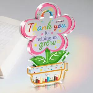 Floral and Letter Pattern Acrylic Decoration, Acrylic Plaque Decor, Creative Teacher's Day Gift, Thank You Stylish Desktop Decor for Home and Office, Acrylic Plaque Sign