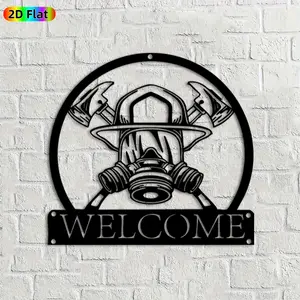 1pc Firefighter Helmet & Axes Metal Wall Art, Bold Firefighter Statue Mural, Ideal Gift for New Year, Christmas, Heroic Theme Enthusiasts, Perfect for Home Wall & Garden Fence, Firefighting Culture Enthusiasts