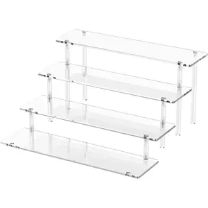 4 Tier Acrylic Display Risers, Clear Perfume Organizer Stand, Large Cupcake Stand Holder, Dessert Display for Party, Display Shelf for Figure and Collection, Riser Stand for Decoration and Organizer