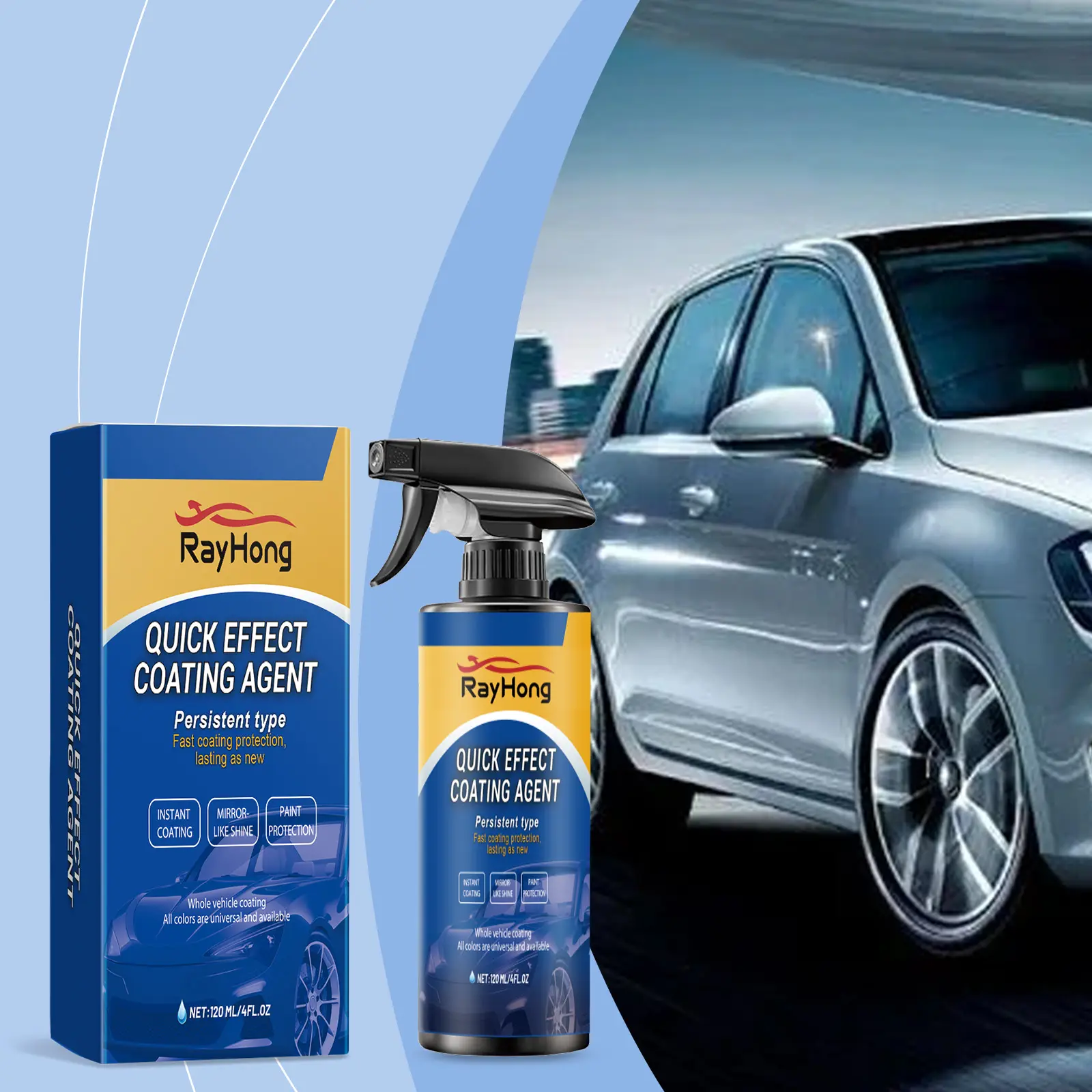Rayhong Automotive Coating Spray - Spray Coating Agent for Car Care, Protective Coating, Cleanse, Stain Removal, Paint Reconditioning and Sealing Glaze, Grease Lift Spray