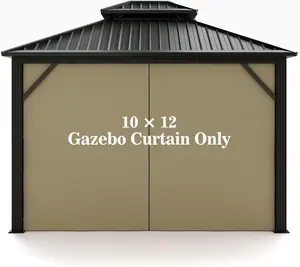 Gazebo Universal Replacement  Curtain   10' x 12' Gazebo Side Wall Outdoor  Panel with Zipper (Khaki)
