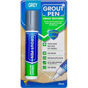 Grout Pen Grey Tile  Marker:  Grout , Tile Grout Colorant and Sealer Pen - Grey, Wide 15mm Tip (20mL)