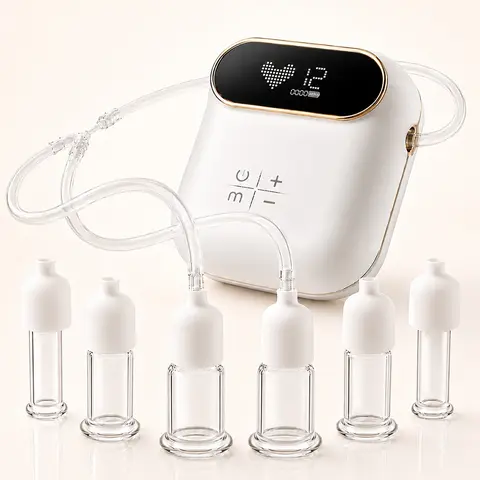 SciContour Standard Silicone Facial Cupping Set (6 Cupping Cups) – Beginner-Friendly Face Massager, Travel Essential Beauty Tool with Built-In Batteries for Puffiness Relief, Skin Firming, Lymphatic Drainage (Compatible with Rosehip Oil)