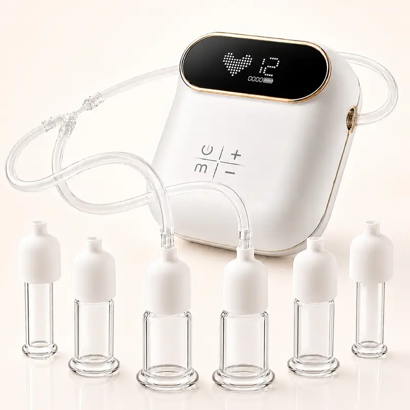 SciContour Standard Silicone Facial Cupping Set (6 Cupping Cups) – Beginner-Friendly Face Massager, Travel Essential Beauty Tool with Built-In Batteries for Puffiness Relief, Skin Firming, Lymphatic Drainage (Compatible with Rosehip Oil)