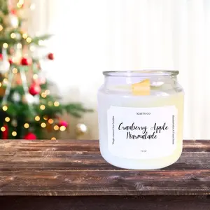 Xziety Co. Luxury Cranberry Apple Marmalade Scented Candle - Coconut soy wax, Wooden wick, 8-16 oz