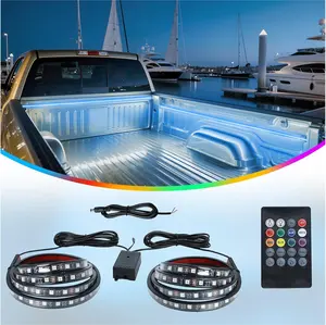 Truck Bed Lights  PCS " RGB LED Bed Light Strip Kit, Remote Controlled,Music Sync, IP Waterproof, Battery Powered LED Lights for Pickup Trucks, SUV, RV, Boat
