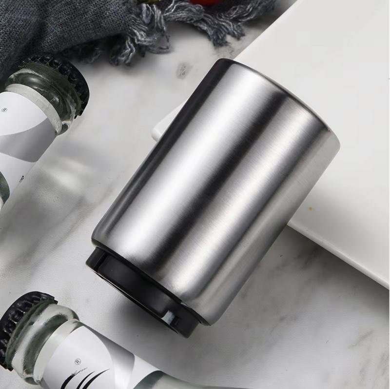 Premium Beer Bottle Opener (Silver),Magnetic Automatic Stainless Steel PushDown Opener, No CapCan Escape, QuickOpen Cap for Kitchen Home BarRestaurant Household Utensils