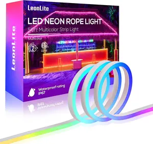 Leonlite 50FT Outdoor LED Neon Rope Lights, Multicolor Waterproof Neon LED Strip Lights for Party, Decoration, Festival