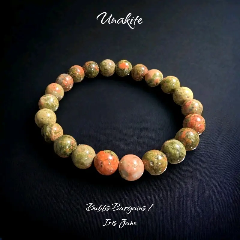 Unakite Beaded Bracelet, 8mm Natural Stones, Handmade Stretchy Unisex Natural Crystal Jewelry - Reiki Healing, Beaded Bracelet for Everyday Styling