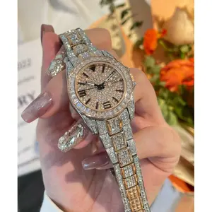 High-quality Inlaid Diamond Men's Watch, Handcrafted Round Design with Diamonds, Elegant and Versatile Wristwatch pretty case diameter Moissanite Iced Out Hip Hop mens gifts for christmas luminous hand Business Casual Quartz Watch exquisite band automatic