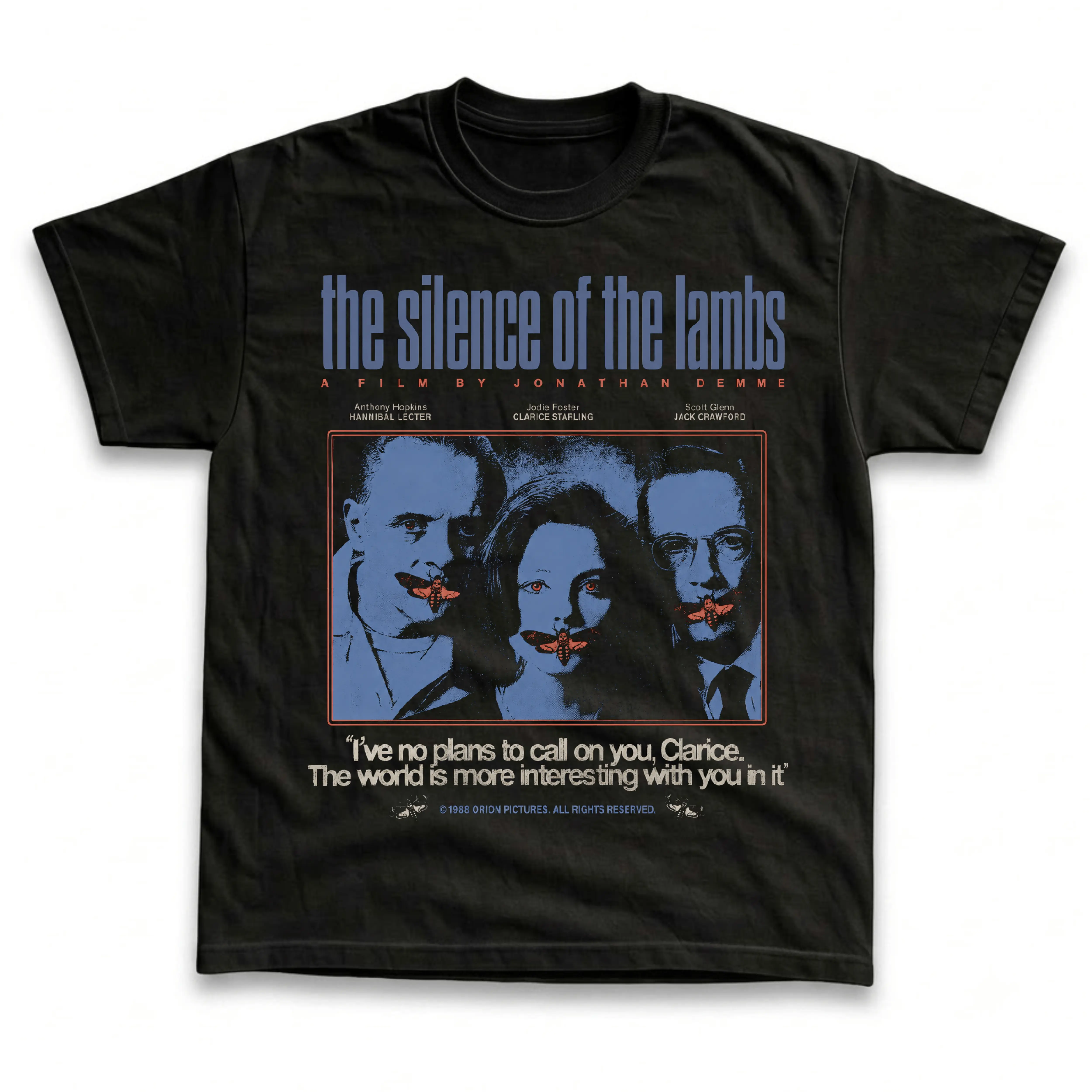 Men's and Women's T-Shirt, Vintage The Silence of the Lambs Graphic Tee, Hannibal Lecter Clarice Starling, 1991 Movie, Death Head Moth Graphic, World Is More Interesting Quote, Spooky Halloween Outfit, Retro Grunge Streetwear, Rap Tee Style, Fan Gift