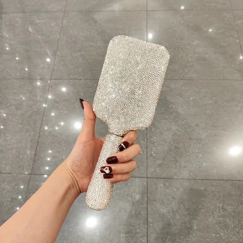 1pc - Shiny Rhinestone Cushion Hair Comb - Anti Static Hairbrush, Anti-static, Scalp Massage Comb Suitable for All Hairstyles, Glossy Design, Hair Care Tool