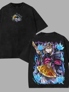 valentine shirts 230g Washed Men'S T-Shirt | Anime Print, Otaku Style, Streetwear, Crew Neck, Regular Fit, All-Season, Short Sleeve