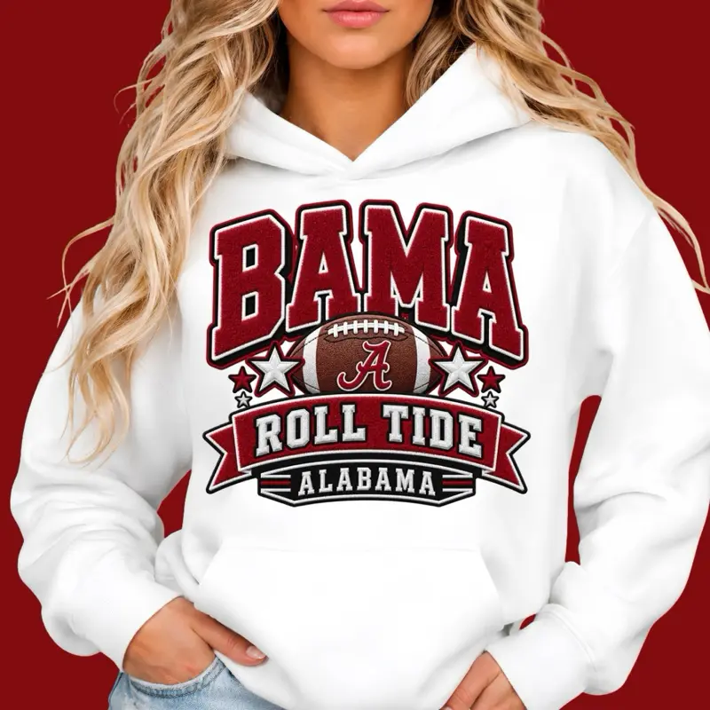 Alabama Faux Chenille Patch Graphic Hoodie womenswear pullover Sweatshirts Tops