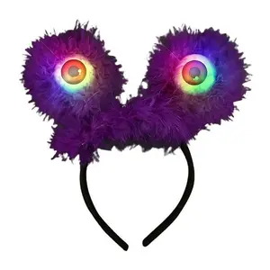 212 MAIN Plush Fur Light-Up Monster Head Bopper, Unisex Accessory with Wiggly Eyes & Adjustable Fit, Halloween Room Decor for Unicorn-Themed Festive Gifting