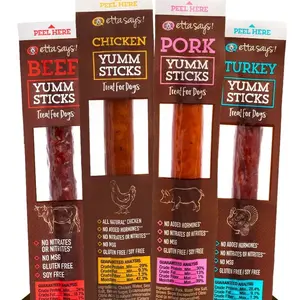 Etta Says! Yumm Sticks - Real Meat Dog Jerky Treats - Beef Chicken Pork & Turkey Variety Pack - Human Grade - 24 Count - Made in USA