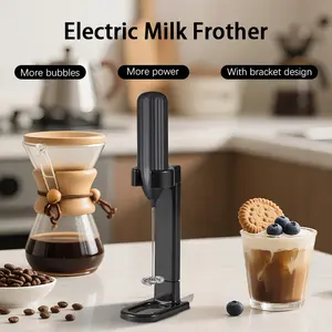 Handheld Electric Milk Frother with Upgraded Stand Stainless Steel Measuring Pitcher Espresso Distribution Tool Portable Metal Kitchen Appliance